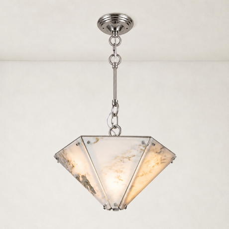 Landscape Marble Conical Pendant 7.8"H