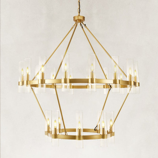 Linea Glass Tube 2-Tier Round Chandelier 48"D