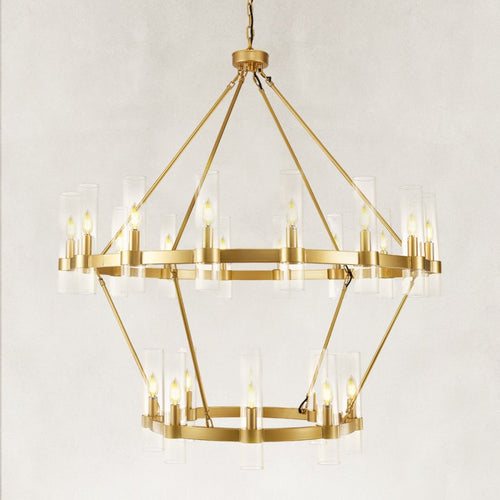 Linea Glass Tube 2-Tier Round Chandelier 48