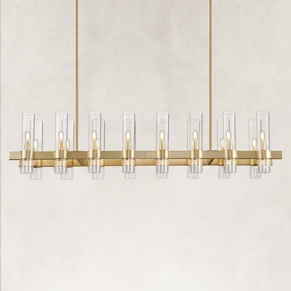 Linea Glass Tube Rectangular Chandelier 54"W