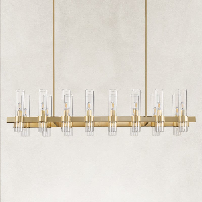 Linea Glass Tube Rectangular Chandelier 54"W