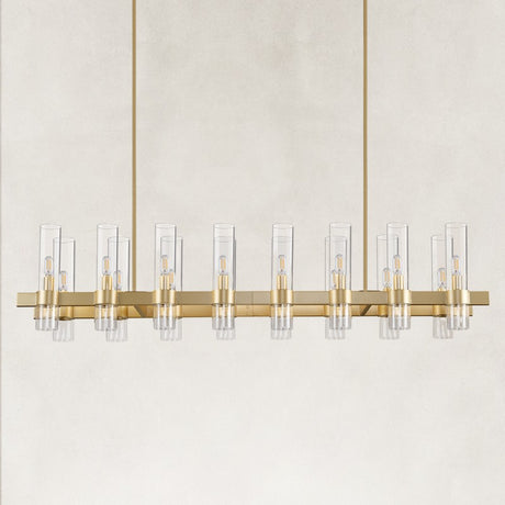 Linea Glass Tube Rectangular Chandelier 54"W