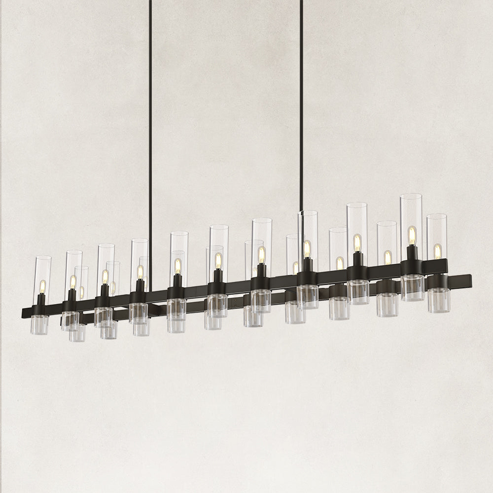 Linea Glass Tube Rectangular Chandelier 68"W
