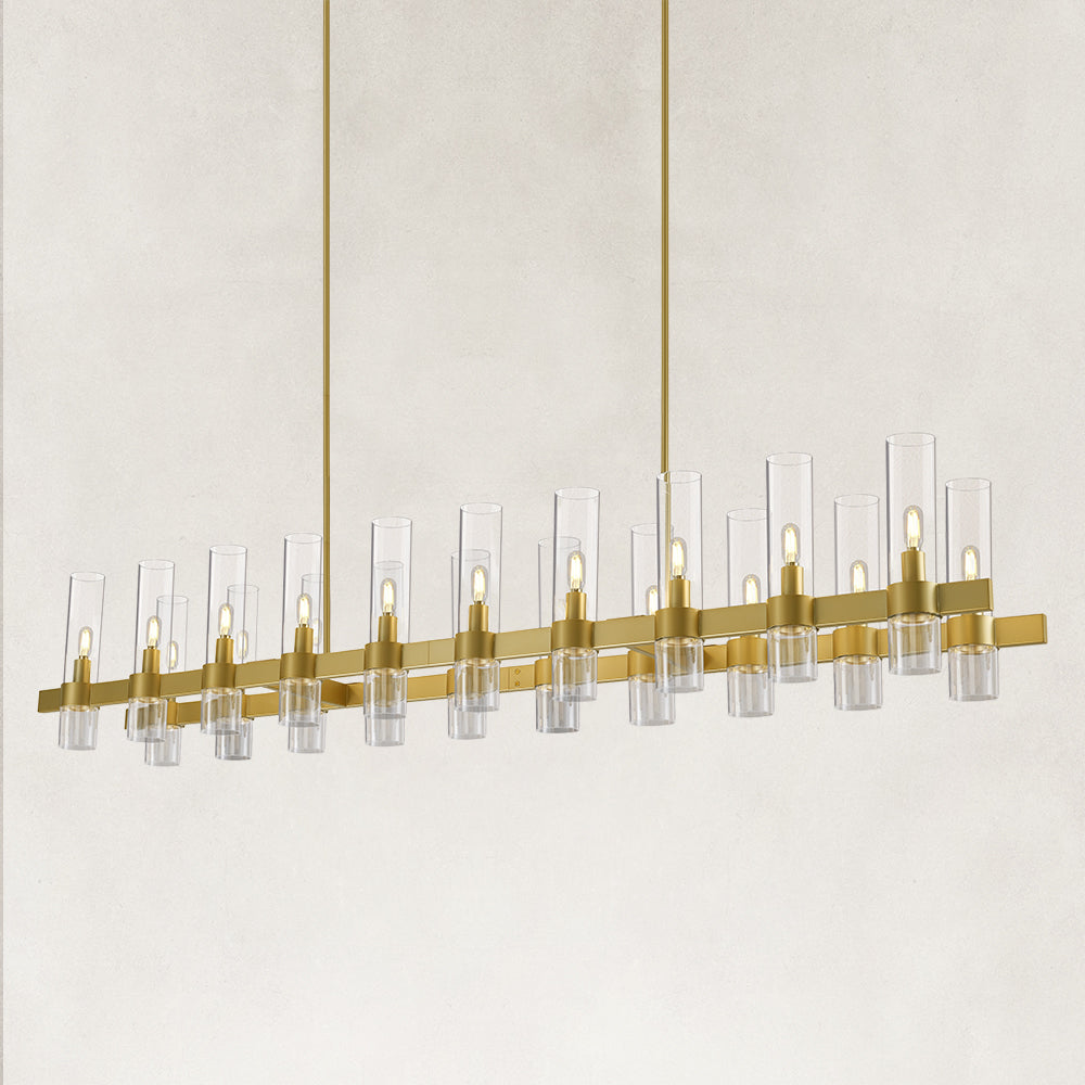 Linea Glass Tube Rectangular Chandelier 68"W