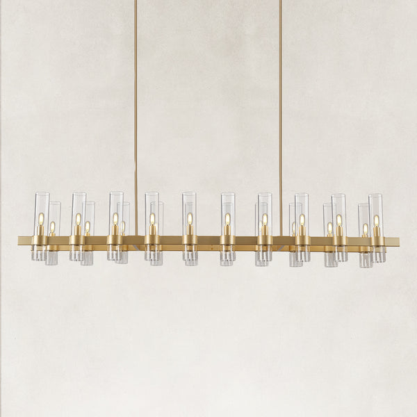 Linea Glass Tube Rectangular Chandelier 68"W