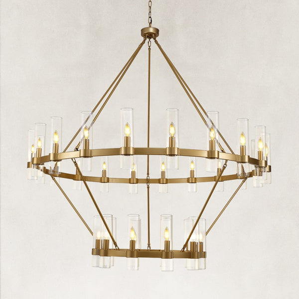 Linea Glass Tube 2-Tier Round Chandelier 60"D