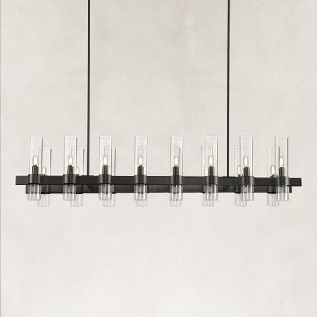 Linea Glass Tube Rectangular Chandelier 54"W