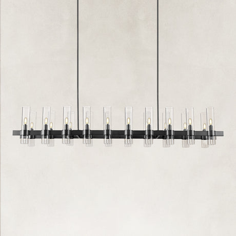 Linea Glass Tube Rectangular Chandelier 68"W