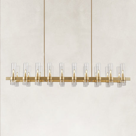 Linea Glass Tube Rectangular Chandelier 68"W