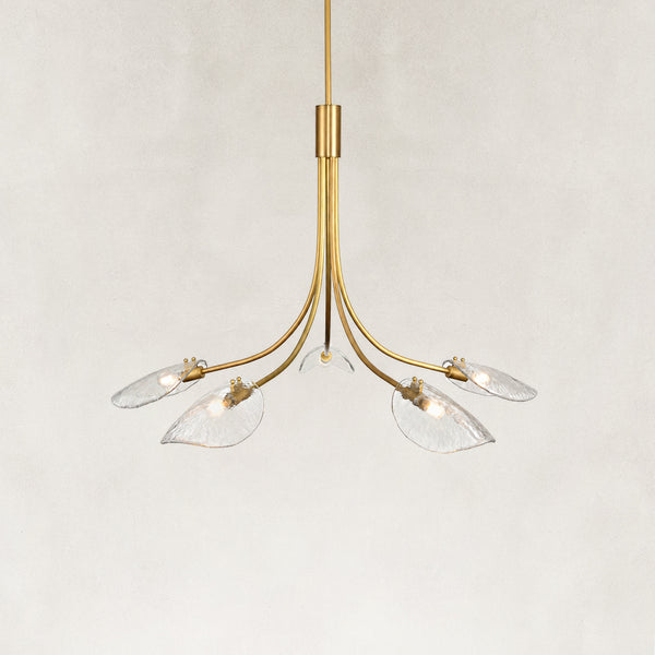Locke 5-Light Sculptural Leaf Glass Chandelier 54"D