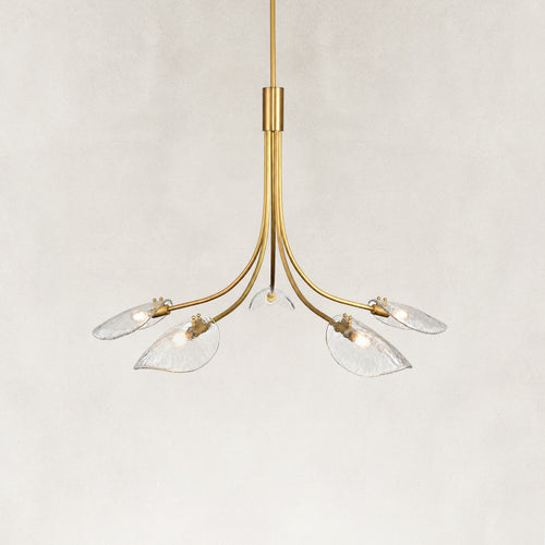Locke 5-Light Sculptural Leaf Glass Chandelier 54