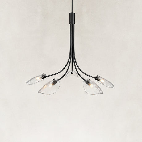 Locke 5-Light Sculptural Leaf Glass Chandelier 54"D
