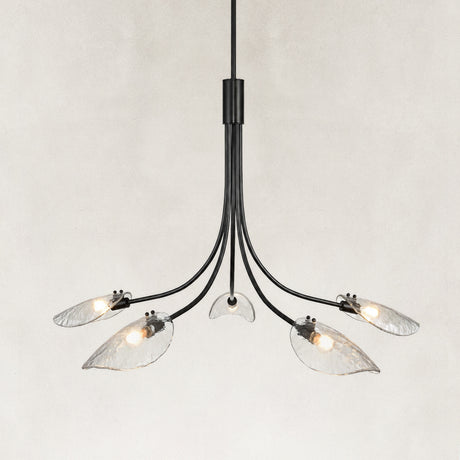 Locke 5-Light Sculptural Leaf Glass Chandelier 59"D