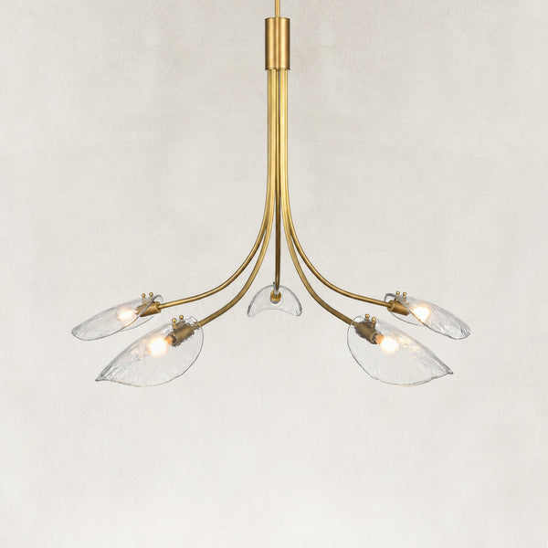 Locke 5-Light Sculptural Leaf Glass Chandelier 59"D