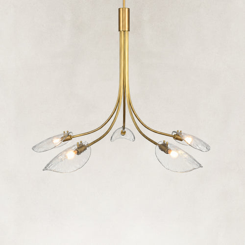 Locke 5-Light Sculptural Leaf Glass Chandelier 59