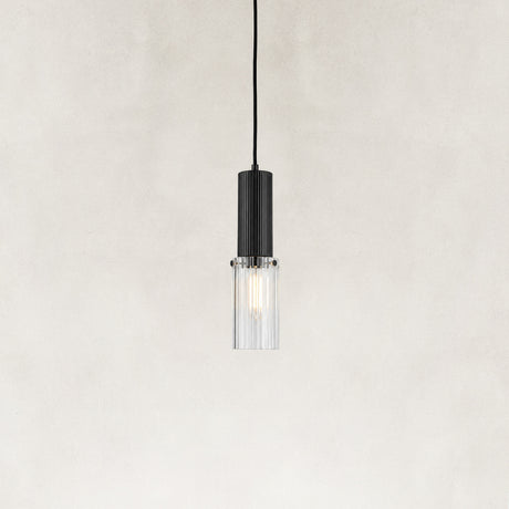 Lucienne Ribbed Crystal Pendant 12"H