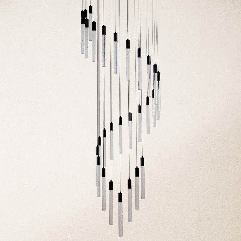 Luxury Spiral Cascade Crystal LED High Ceiling Chandelier