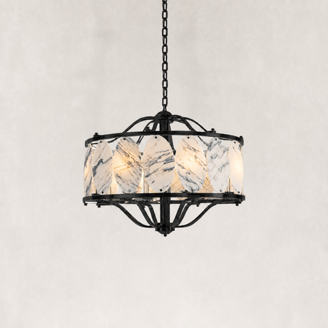 Meroy Oriental Calacatta Marble Round Chandelier 33"D
