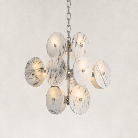 Meroy Oriental Calacatta Marble Square Chandelier 17“L