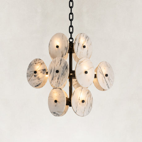 Meroy Oriental Calacatta Marble Square Chandelier 17“L