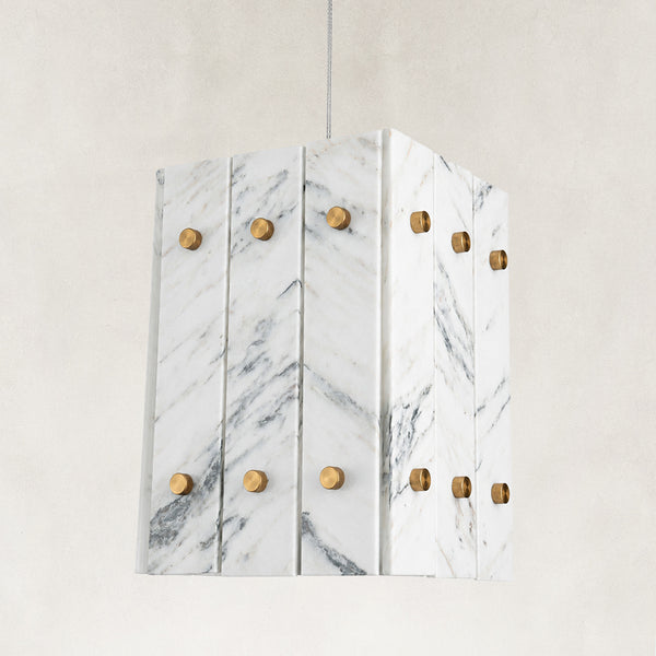 Meroy Oriental Calacatta Marble Square Pendant 6.6“L
