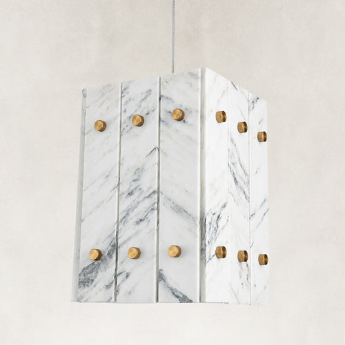 Meroy Oriental Calacatta Marble Square Pendant 6.6“L