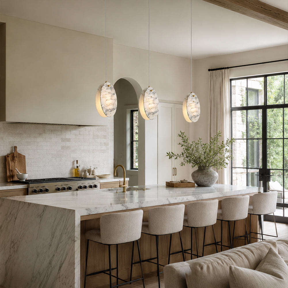 Meroy Oriental Calacatta Marble Pendant 10“H