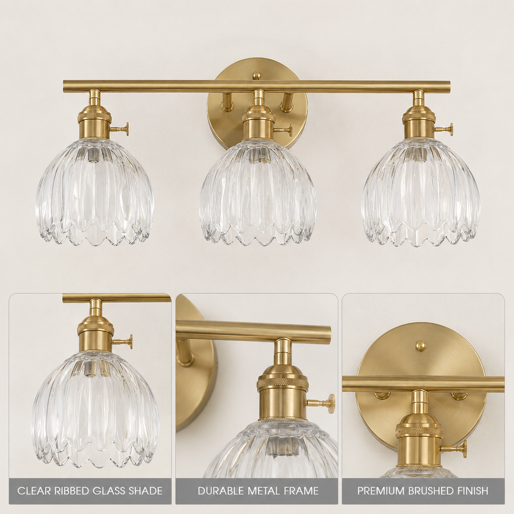 Midnight Glow 3-Light Clear Glass Wall Sconce 18.8"W
