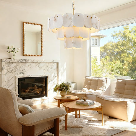 Mira Alabaster Multi-Tier Round Chandelier 32"D