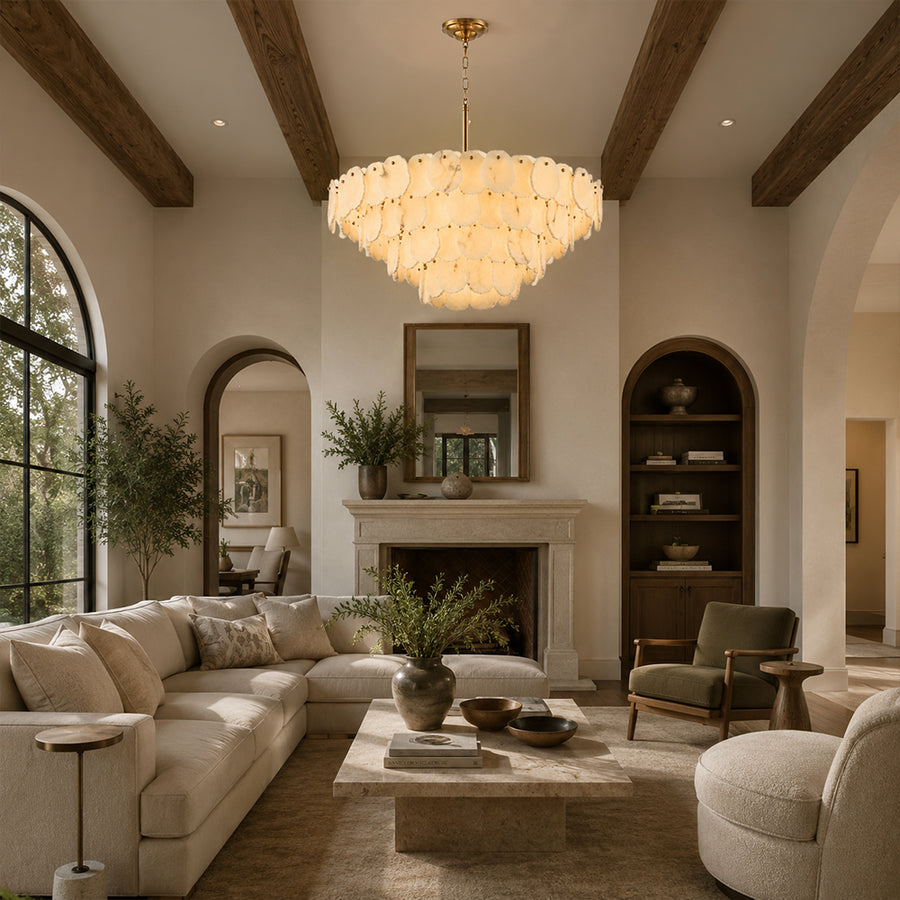 Mira Alabaster Multi-Tier Round Chandelier 48"D