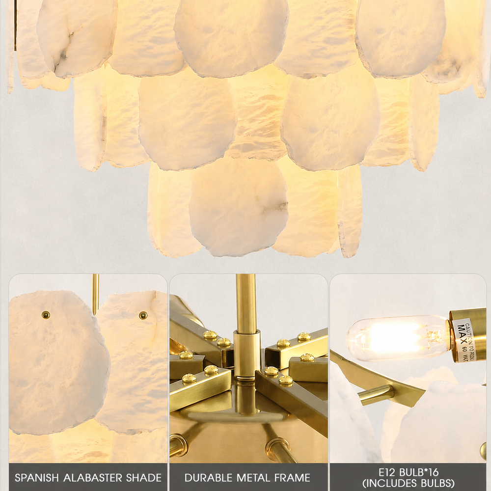 Mira Alabaster Multi-Tier Round Chandelier 32"D