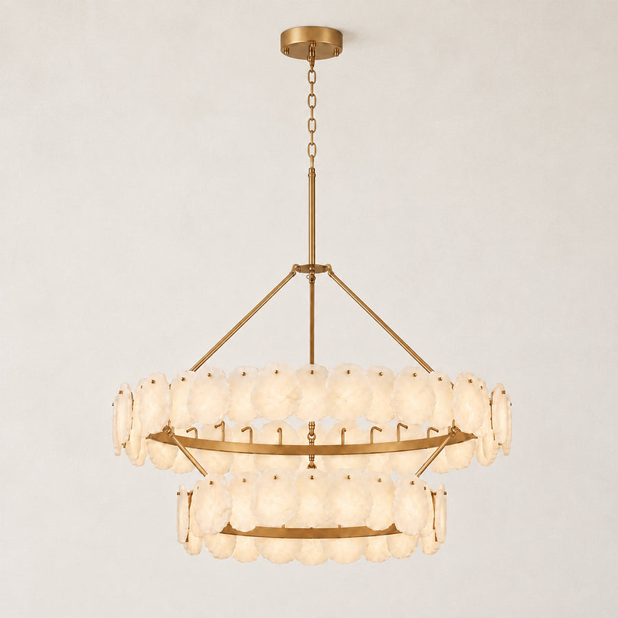 Mira Alabaster Two-Tiered Round Chandelier 48"D