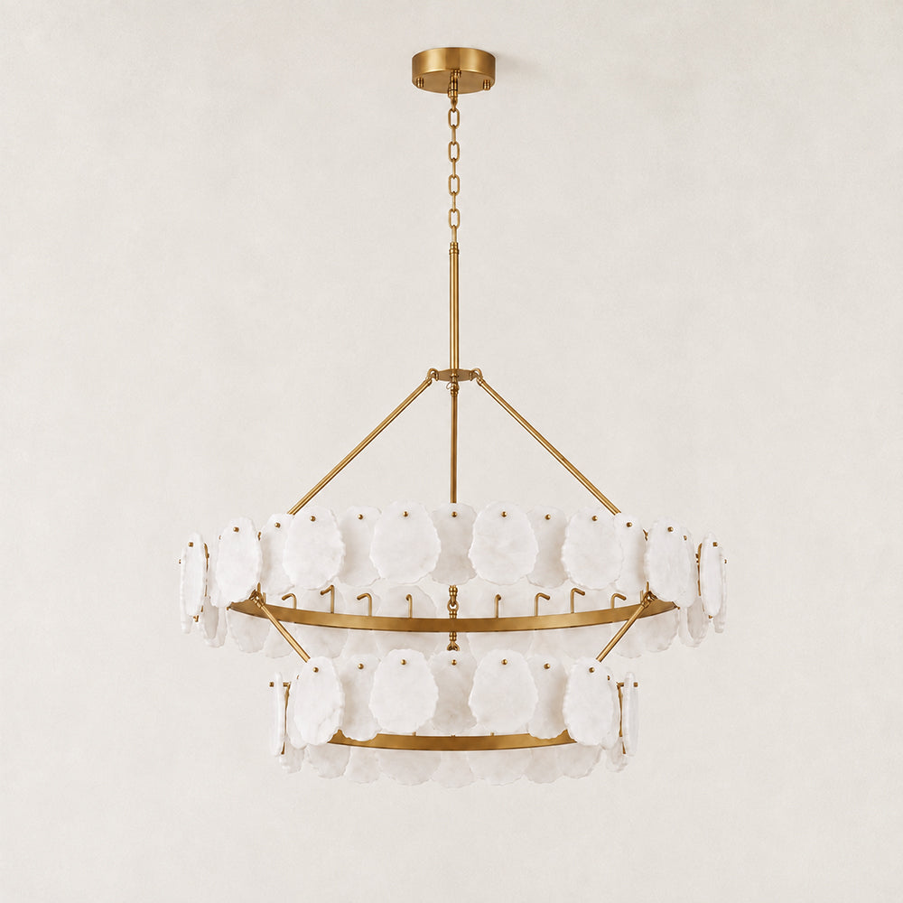 Mira Alabaster Two-Tiered Round Chandelier 48"D