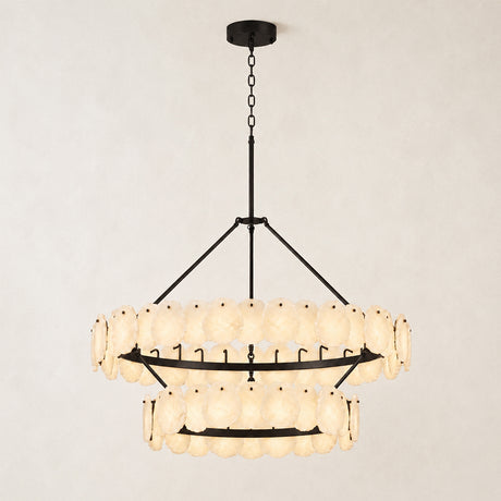 Mira Alabaster Two-Tiered Round Chandelier 48"D