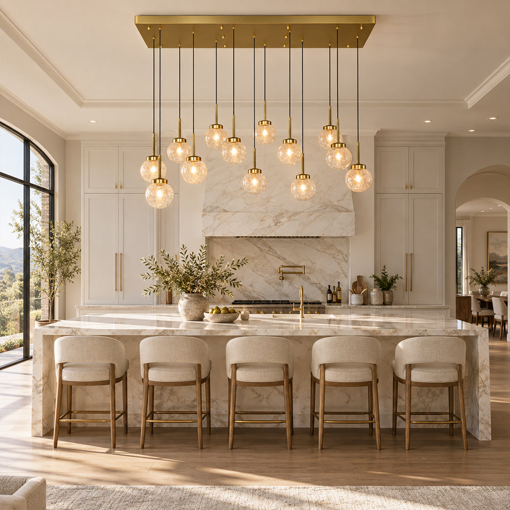 Mirelle Seeded Glass Chandelier 54"W