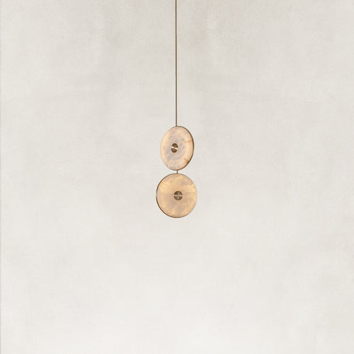 Nebula Natural Alabaster Disc Double Pendant Light 14