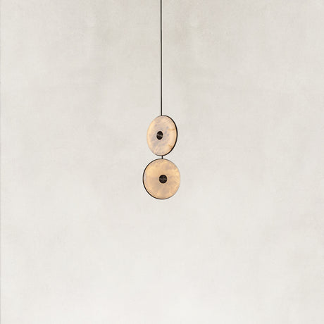 Nebula Natural Alabaster Disc Double Pendant Light 14"D