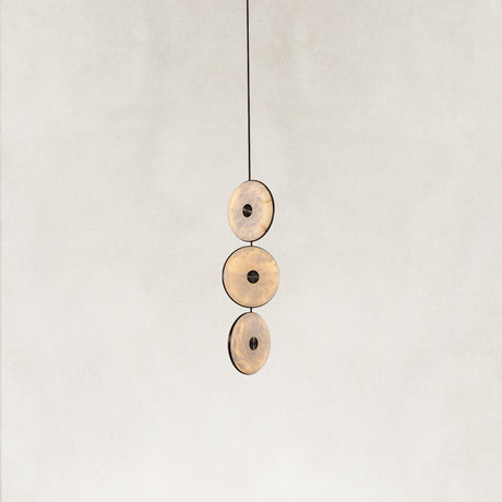 Nebula Natural Alabaster Disc Triple Pendant Light  14"D