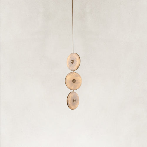 Nebula Natural Alabaster Disc Triple Pendant Light  14