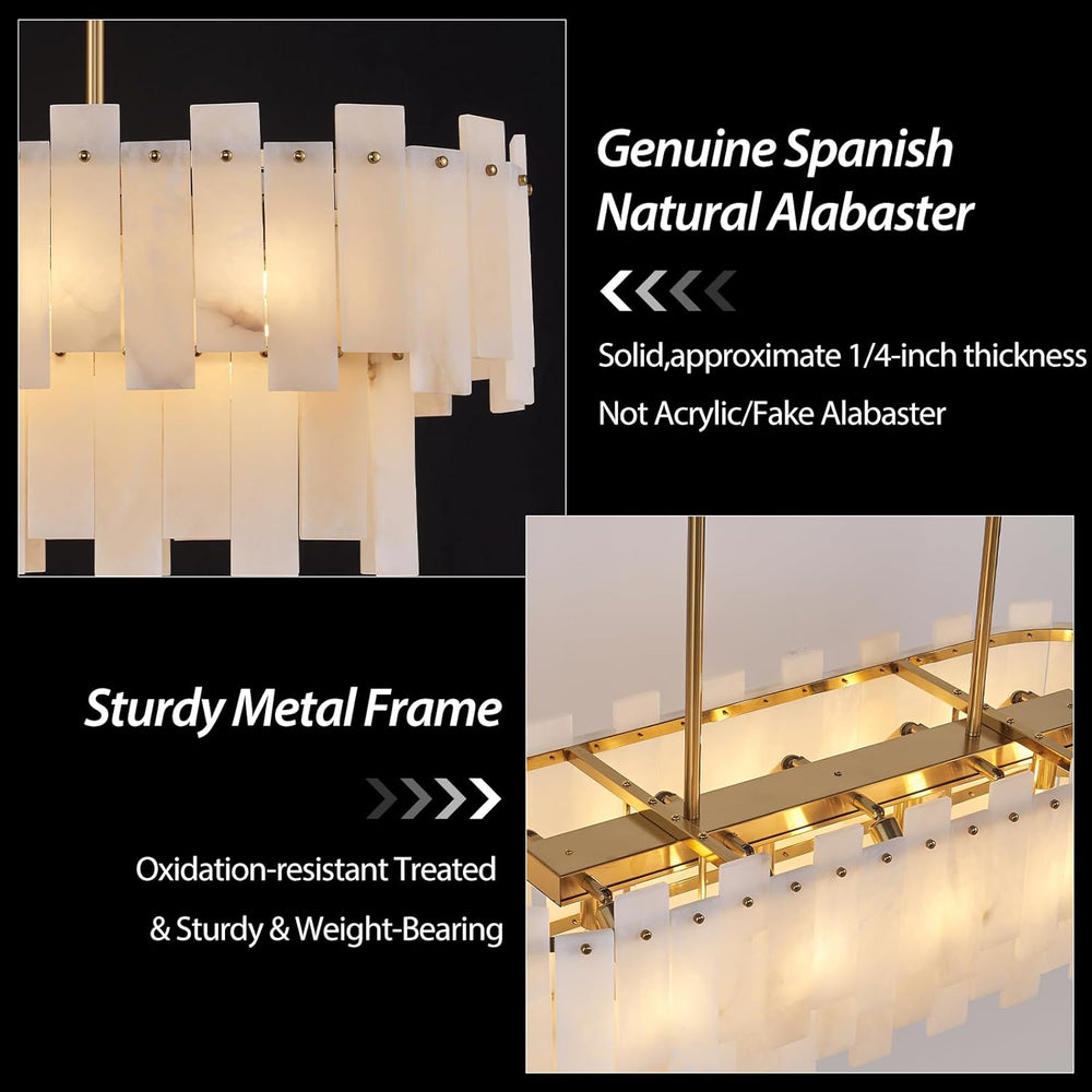 Nivara Alabaster 2-Tier Rectangular Chandelier 40"W