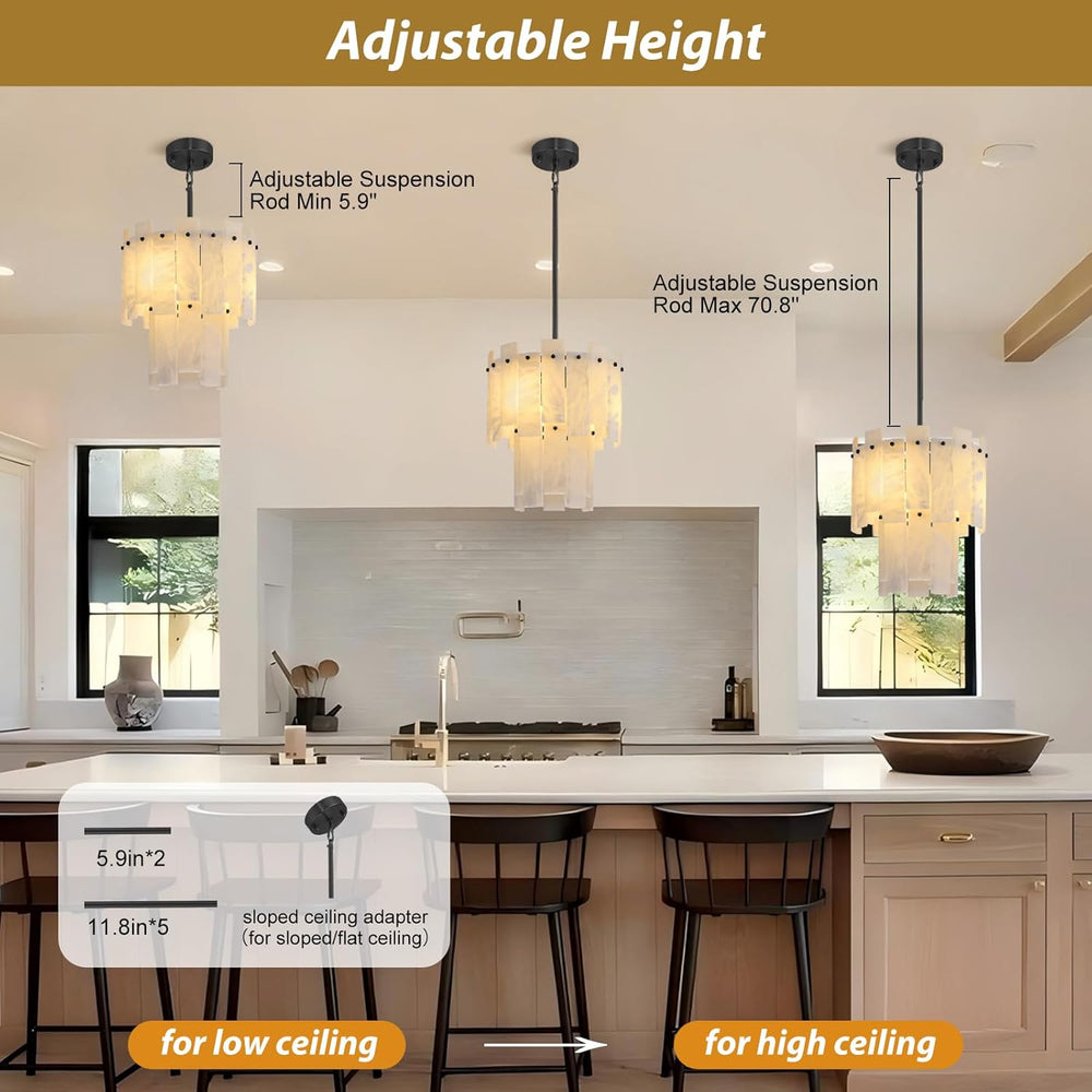 Nivara Alabaster 2-Tier Round Pendant 13"D