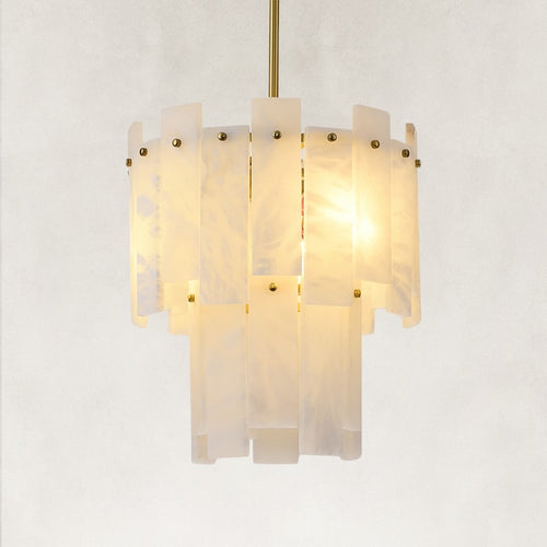 Nivara Alabaster 2-Tier Round Pendant 13