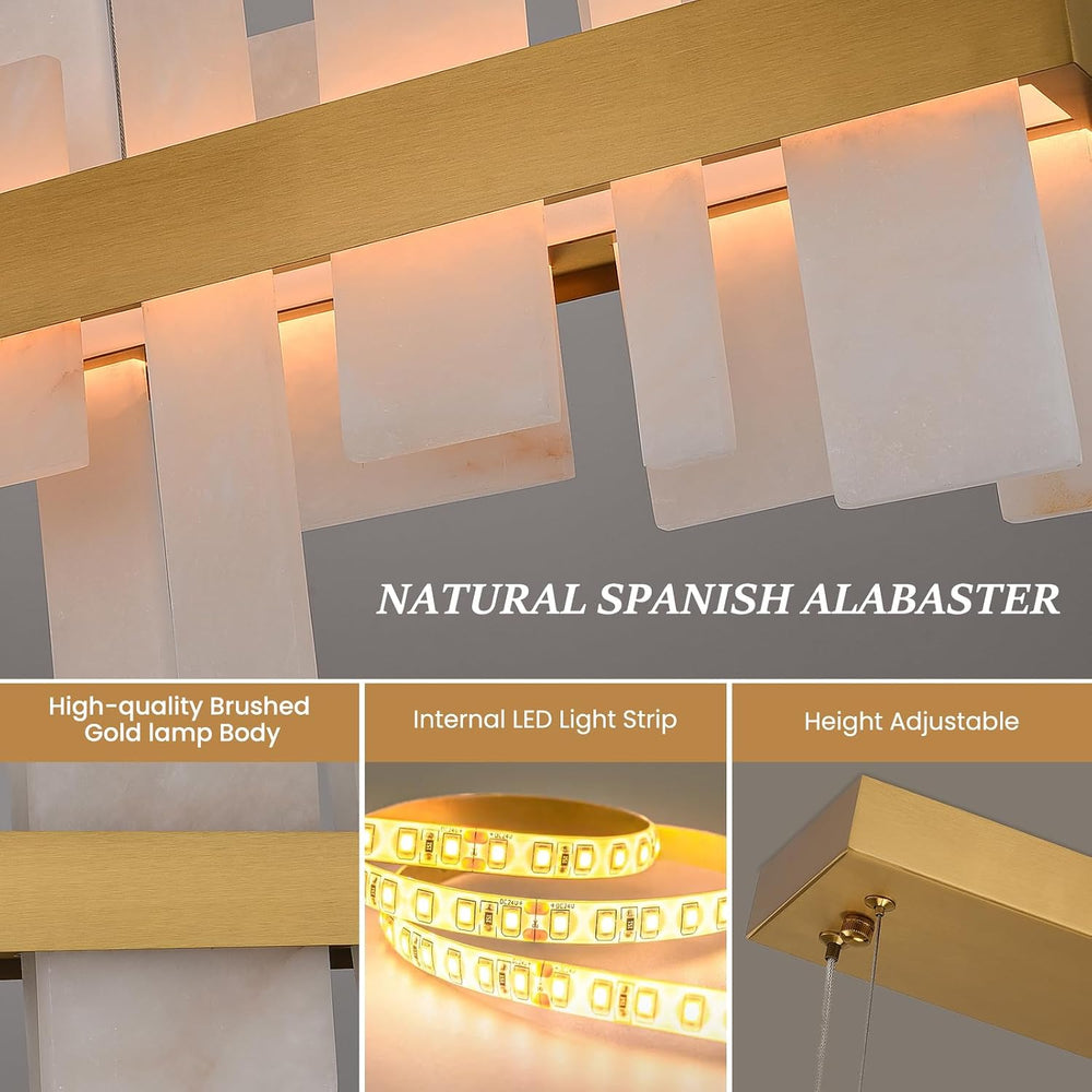 Nocta Alabaster Rectangular Chandelier 48"W