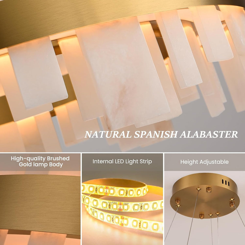 Nocta Alabaster Round Chandelier 24"D