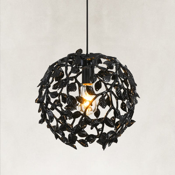 Noir Black Spherical Cage Chandelier 14"D