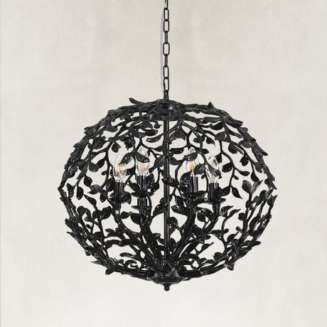 Noir Black Spherical Cage Chandelier 22"D