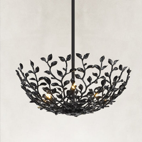 Noir Black Tree Branch Semi Flush Mount Chandelier 26