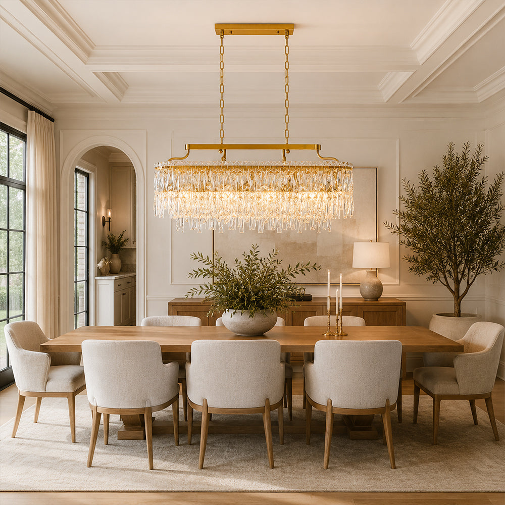 Nora Crystal Brushed Gold Oval Chandelier 32"W