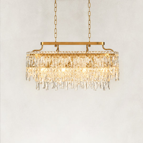 Nora Crystal Brushed Gold Oval Chandelier 32"W