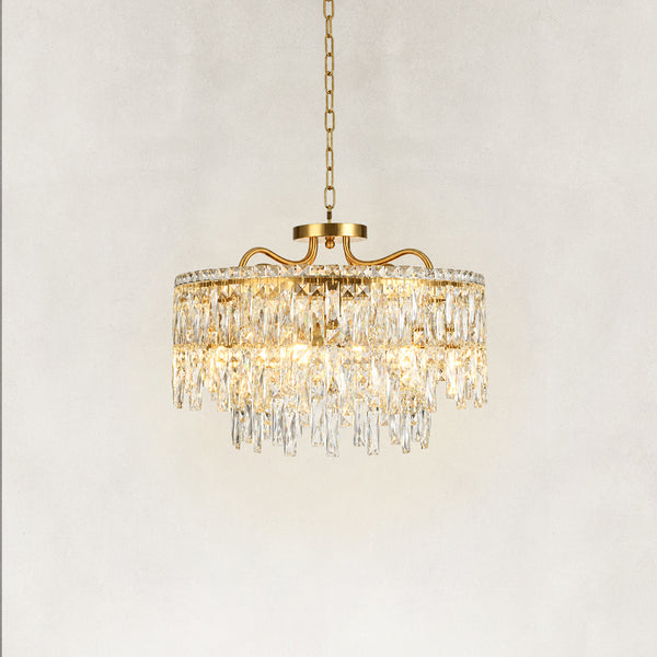 Nora Crystal Brushed Gold Round Chandelier 24"D